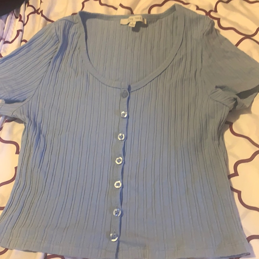 Large buttons down crop top